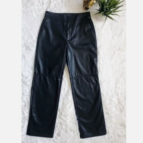 NWT Banana Republic Straight Leg Vegan Leather Trouser Pants Black Size 6 RT$100 - Picture 5 of 12
